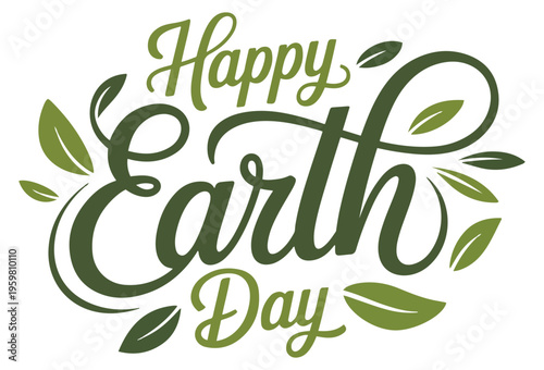 happy earth day lettering vector