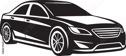 Luxury black sports car vector illustration featuring a fast automobile vehicle with a new motor and expensive wheels isolated on white for transport design