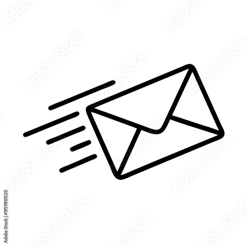 Sending email message icon with speed lines for fast delivery communication and digital marketing concept