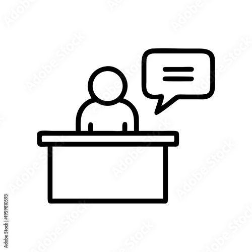 Receptionist at desk icon vector illustration office worker communication customer service support representative 