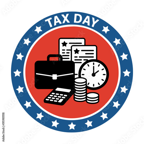 tax day circular finance icon set