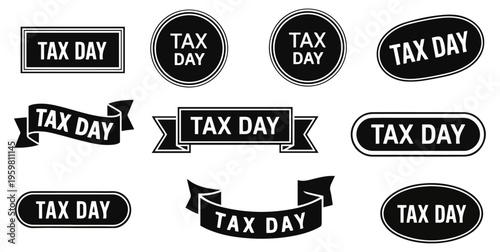 tax day label banner stamp set