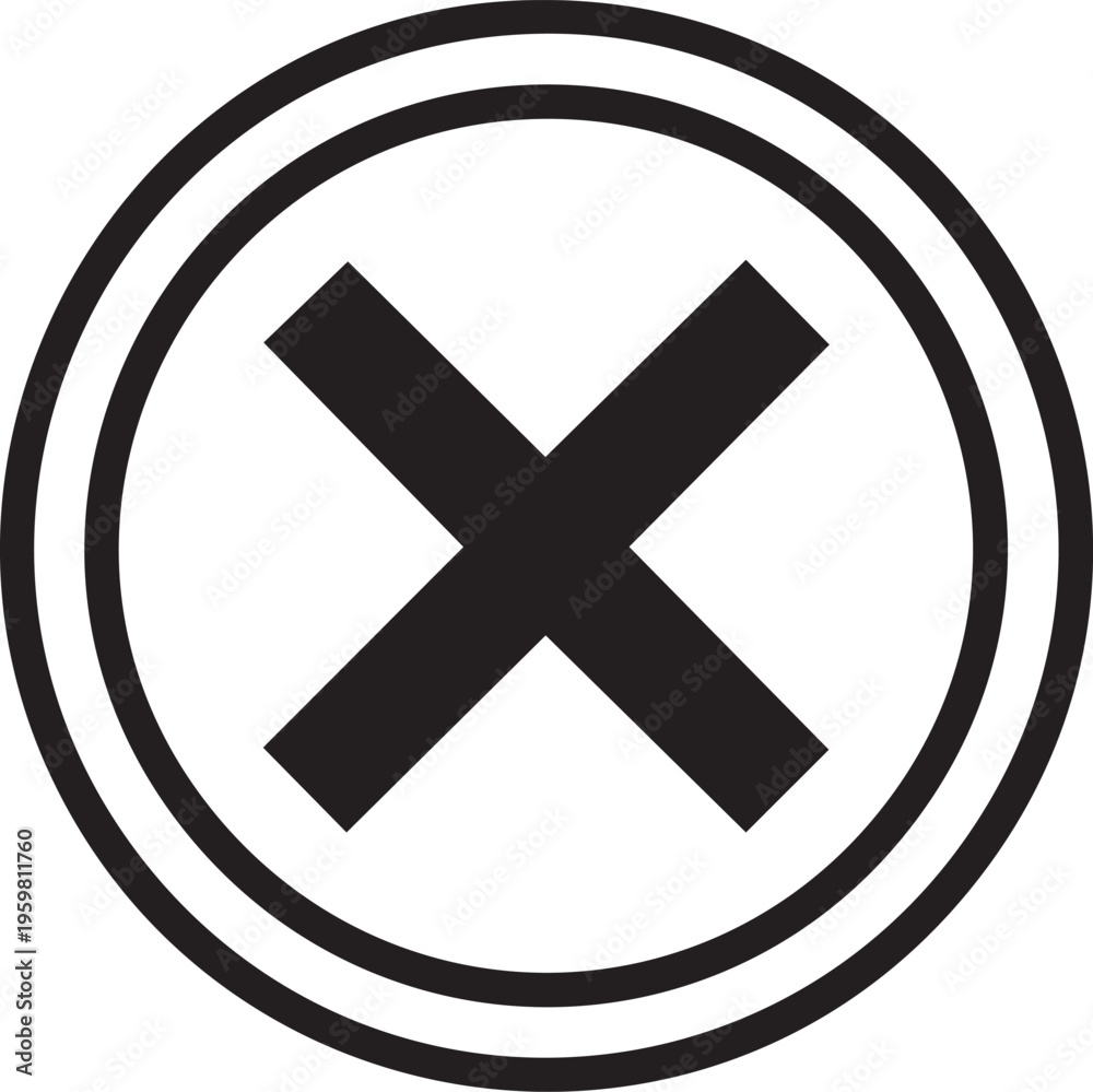 Obraz premium A large black X symbol is centered within two concentric circles.