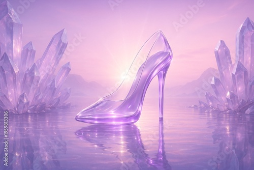 Elegant Glass High Heel in Crystal Fantasy Landscape