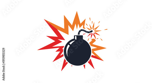 Black bomb with lit fuse exploding.