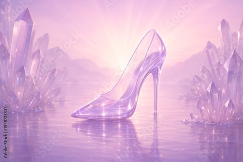 Elegant Glass High Heel in Crystal Fantasy Landscape