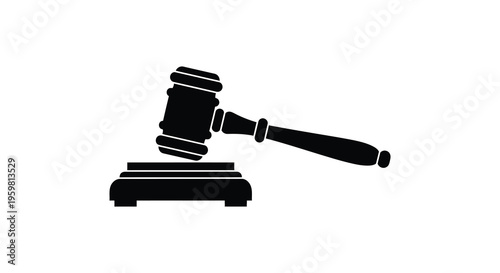 Black gavel and sounding block depicted in a striking silhouette