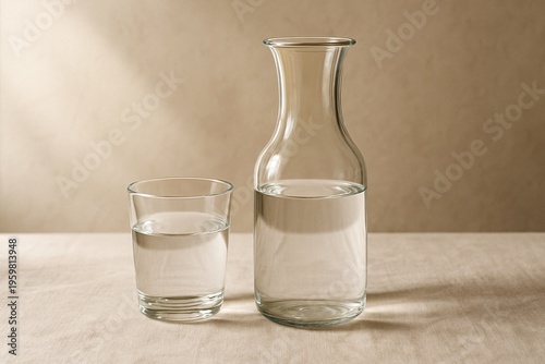 Minimalist Glass Carafe and Water Glass