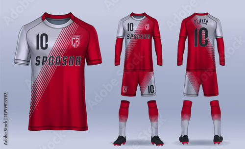 t-shirt sport design template, Soccer jersey mockup for football club. uniform front and back view.	