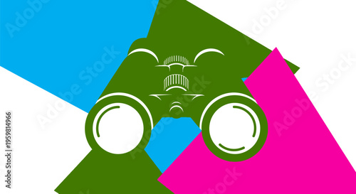 Vintage green binoculars with white details.