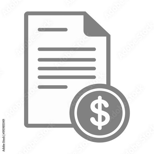 Vector of a document with a dollar sign icon representing financial statements