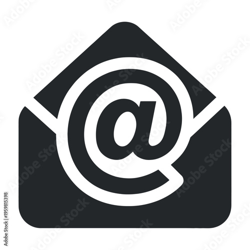 Vector icon of an envelope with a prominent at symbol