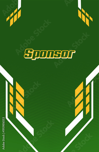 Futuristic green and yellow sport jersey background with tech frame elements and structured composition