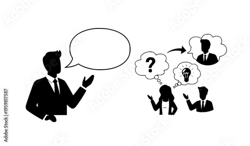 Influence persuasion idea acceptance team concept vector illustration