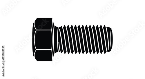 A black silhouette of a bolt with visible threads and head silhouette