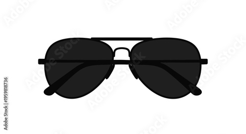 Simple black silhouette of aviator style sunglasses on a white background