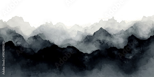 A breathtaking high altitude landscape reveals a jagged rock peak piercing through thick fog and white clouds under a moody winter sky in the Alps