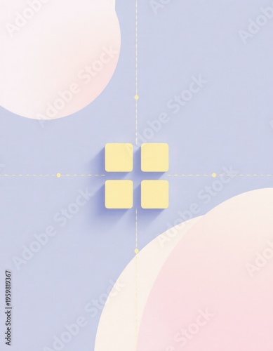 Four Yellow Squares on Blue Background.