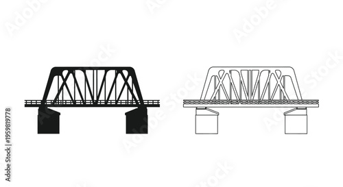Two bridge designs a truss bridge and an arch bridge schematic