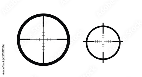Two black rifle scopes with crosshairs displayed on a white background