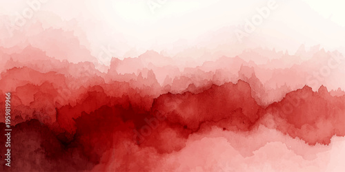 Abstract red background featuring clouds and a vintage watercolor texture with light smoke and a grunge design resembling a celestial heaven in space