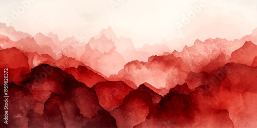 A vintage red grunge background features a weathered paper texture and a silk ribbon framed by ethereal clouds and a subtle watercolor smoke pattern