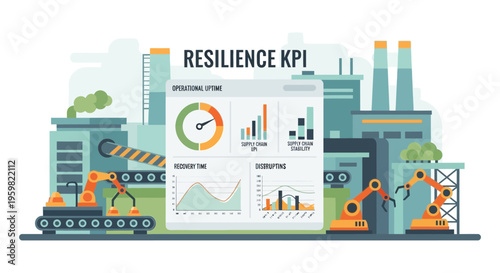 Industrial Supply Chain Resilience KPI Dashboard Showing Operational Uptime, Stability, Recovery Time, and Disruption Metrics