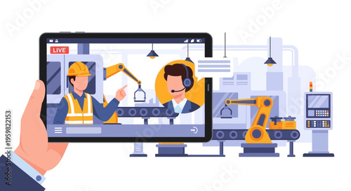 Industrial Remote Assistance: Live Technical Support & Online Training via Tablet Video Call in Smart Factory