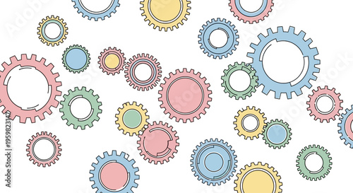 Colorful Gears and Cogs Mechanism.