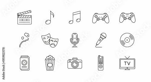 Collection of media and entertainment icons.