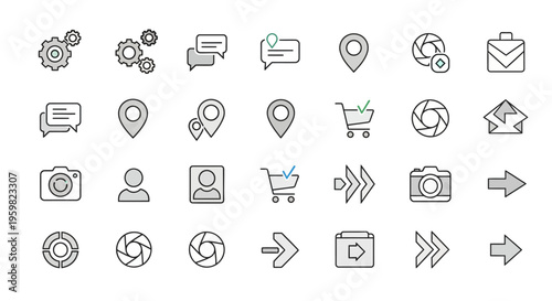 Collection of web interface icons.