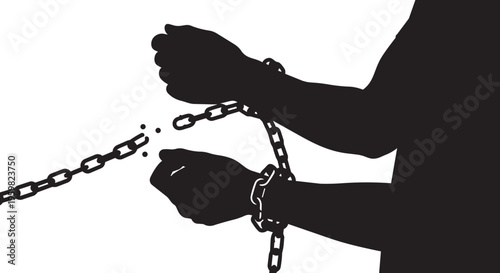 Breaking Chains Freedom Liberation Escape Independence Human Rights Strength Courage Overcoming Oppression Symbol Concept Vector Illustration.