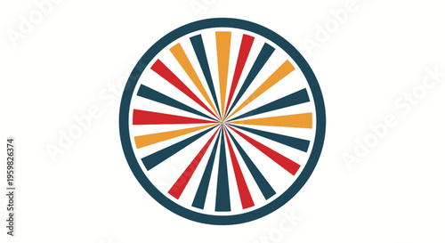 Colorful Circular Pattern with Radiating Segments Resembling a Pinwheel on Isolated White Background