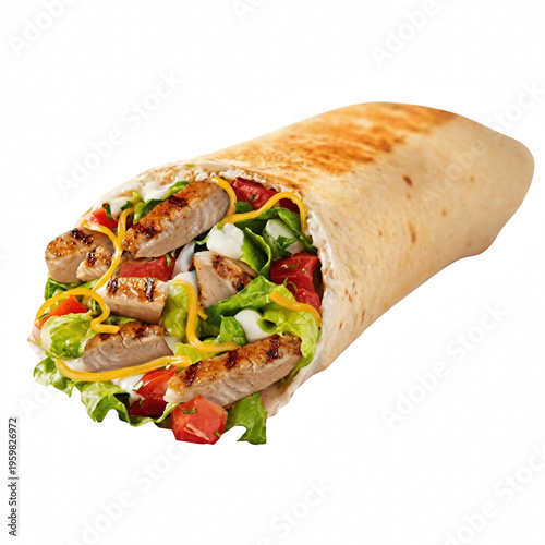 Grilled Chicken Wrap with Lettuce Tomato Cheese and Creamy Dressing