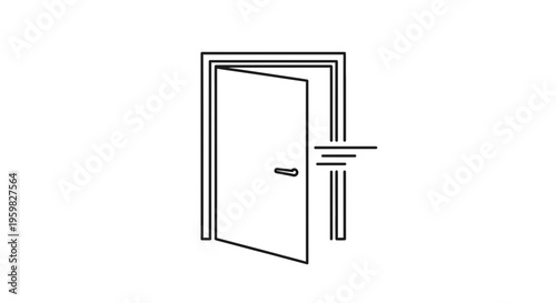 Open Doorway with Subtle Horizontal Lines, Minimalist Line Art Icon