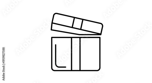 Open Gift Box Icon, Present Package Line Art, Surprise Box Outline, Celebration Symbol