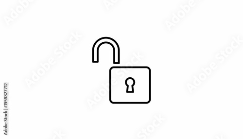 Open Padlock Icon, Unlocked Security Symbol, Safety and Access Concept