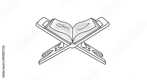 Open Quran on a Rehal Stand, Islamic Holy Book, Calligraphy, Religious Symbol