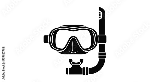 Black diving mask and snorkel a striking graphic silhouette