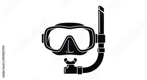 Black diving mask and snorkel a minimalist graphic silhouette