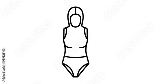 One Piece Swimsuit Icon Vector Illustration - Minimalist Fashion Symbol
