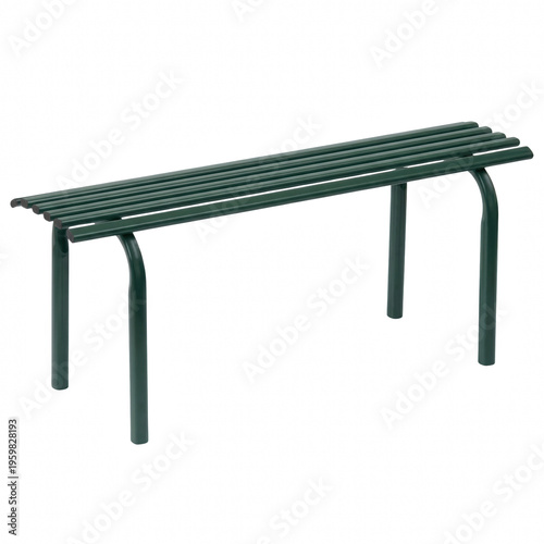 Modern Dark Green Metal Slatted Garden Bench