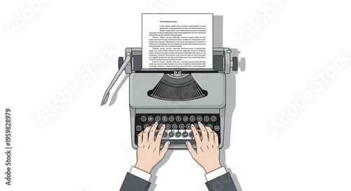 Hands Typing on a Vintage Typewriter - The Art of Writing.