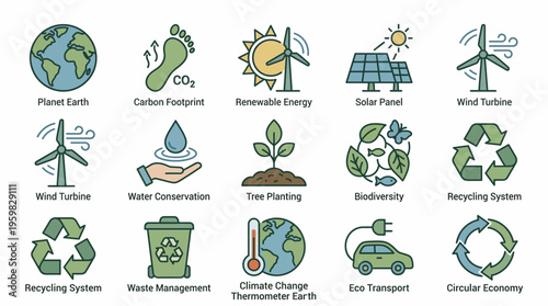 Dynamic Earth Day sustainability graphic showcasing interconnected green arrows revolving around the planet, emphasizing global environmental responsibility