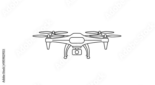 Modern Drone Quadcopter with Camera, Aerial Photography Device, Technology Icon