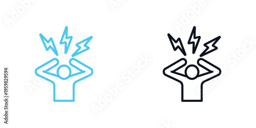 Anxiety icon for apps showing mental health concept, stress management and emotional support symbol for mobile application ui design template.