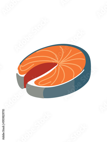 raw salmon steak with vibrant color on white backdrop