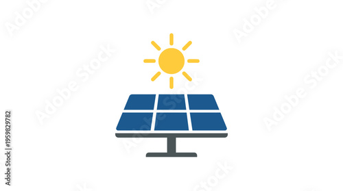 Sunny Solar Panel Icon Harnessing Renewable Energy for a Greener Earth Day and Sustainable Future