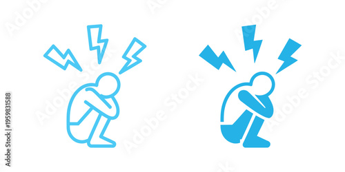 Anxiety icon for web designs showing mental health concept, stress management and emotional support symbol, editable pictogram for ui and digital platforms.