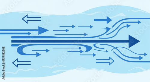 Illustration of Streamlined Flow with Arrows Indicating Direction.